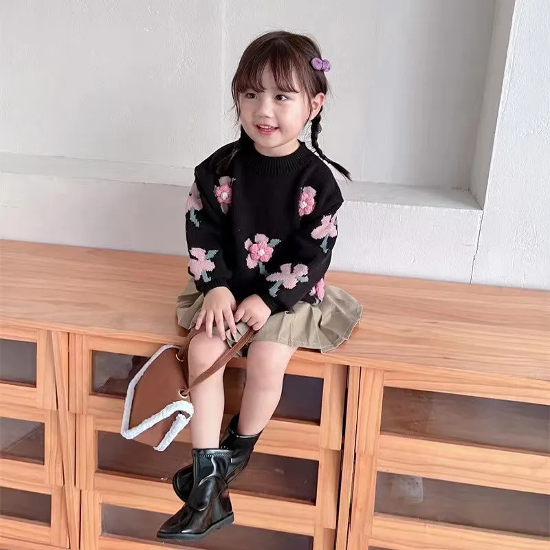 3D Knitted Floral Sweet Sweater