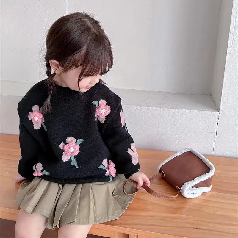 3D Knitted Floral Sweet Sweater