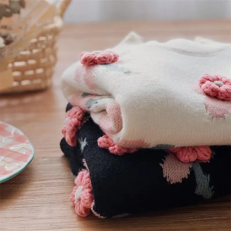 3D Knitted Floral Sweet Sweater