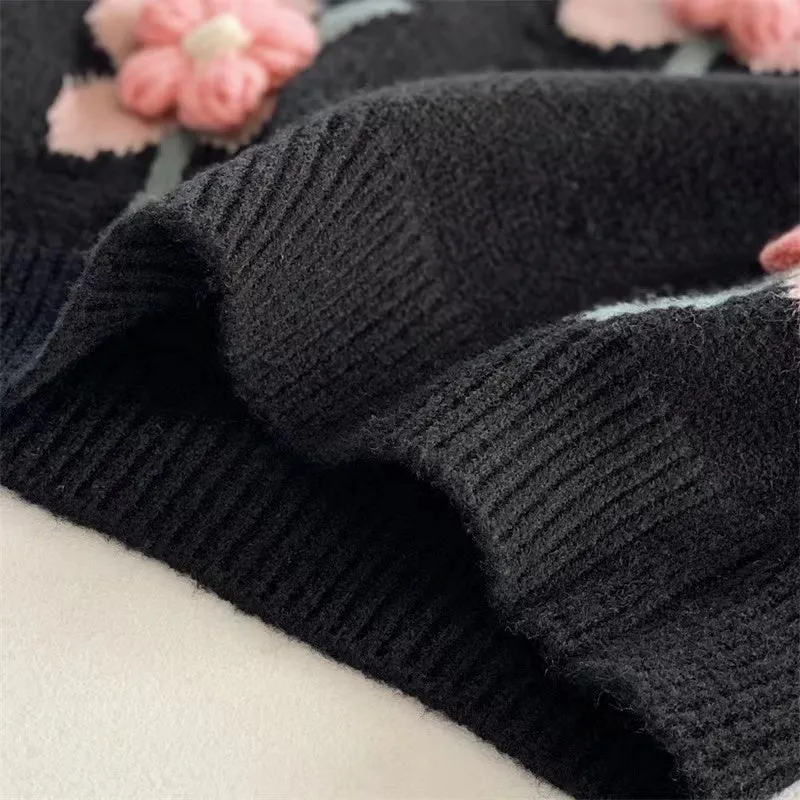 3D Knitted Floral Sweet Sweater