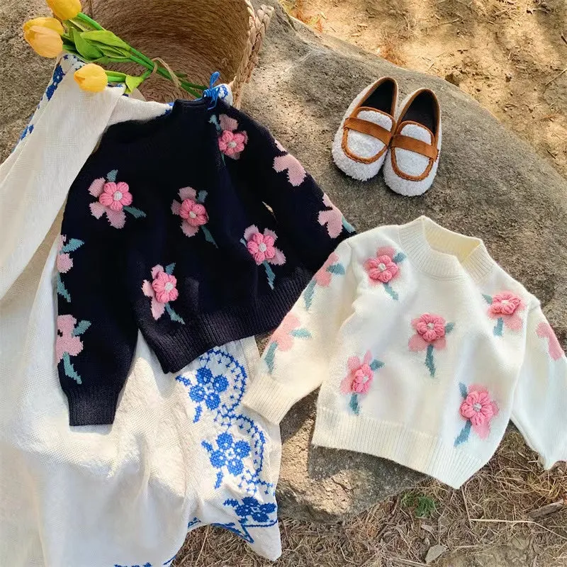 3D Knitted Floral Sweet Sweater
