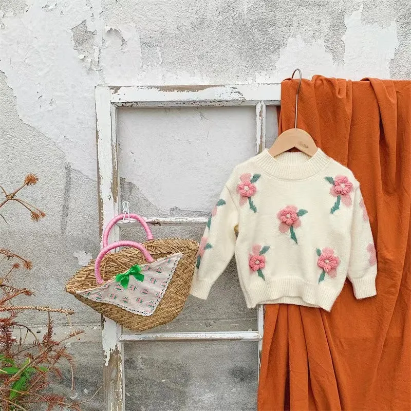 3D Knitted Floral Sweet Sweater