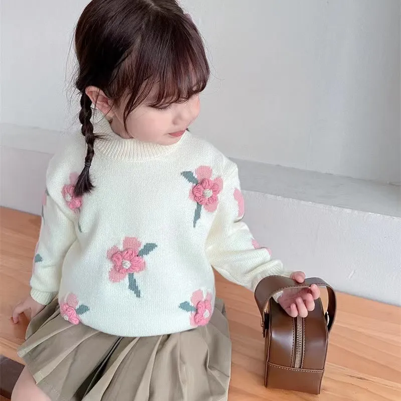 3D Knitted Floral Sweet Sweater