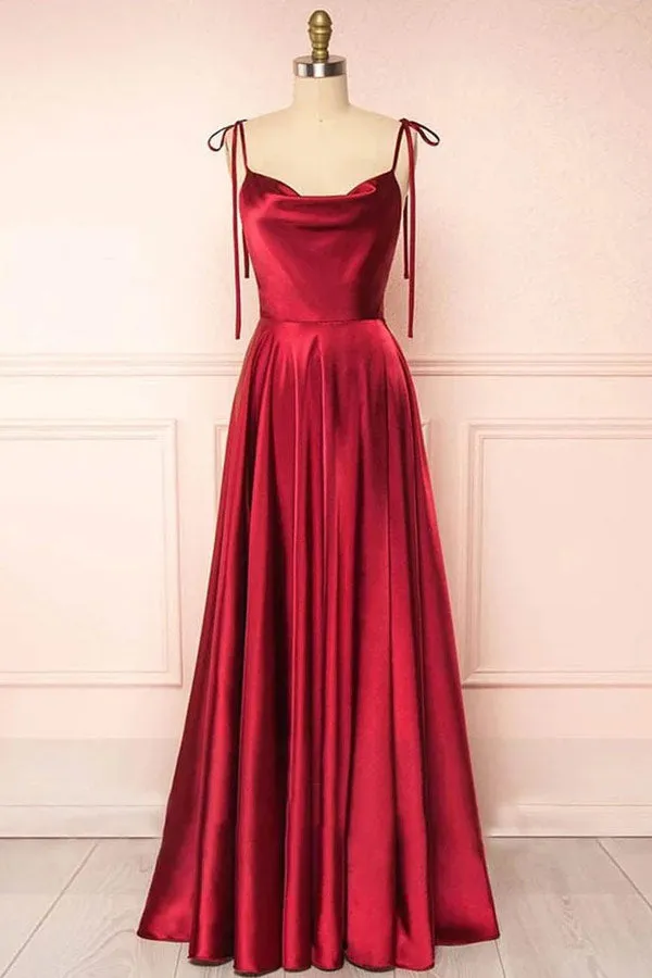 A-line Tie Shoulder Long Bridesmaid Dress
