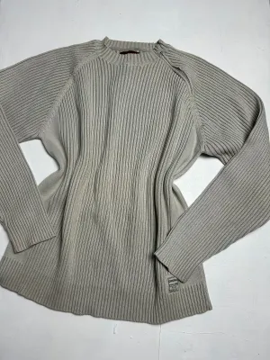 Beige cream zip side crewneck jumper (XL)