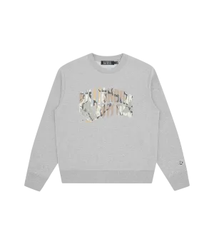 CAMO ARCH LOGO CREWNECK - HEATHER GREY