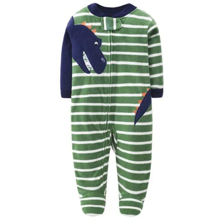 Cartoon Design Fleece Footless Pyjamas For Babies