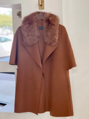 Di9049 Fur Wrap Jacket - Vicuna Brown