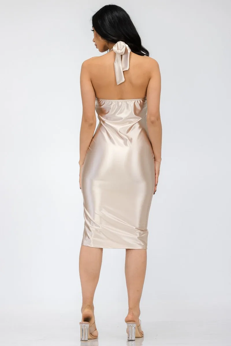 HH678R - HALTER BODYCON DRESS