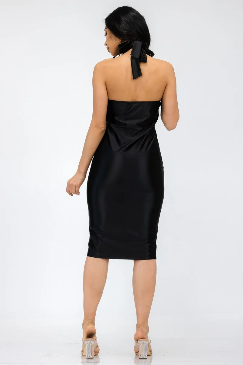 HH678R - HALTER BODYCON DRESS