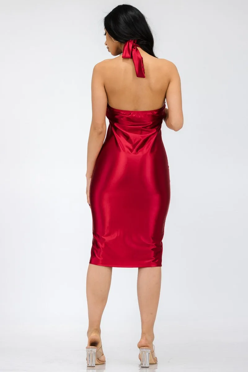 HH678R - HALTER BODYCON DRESS