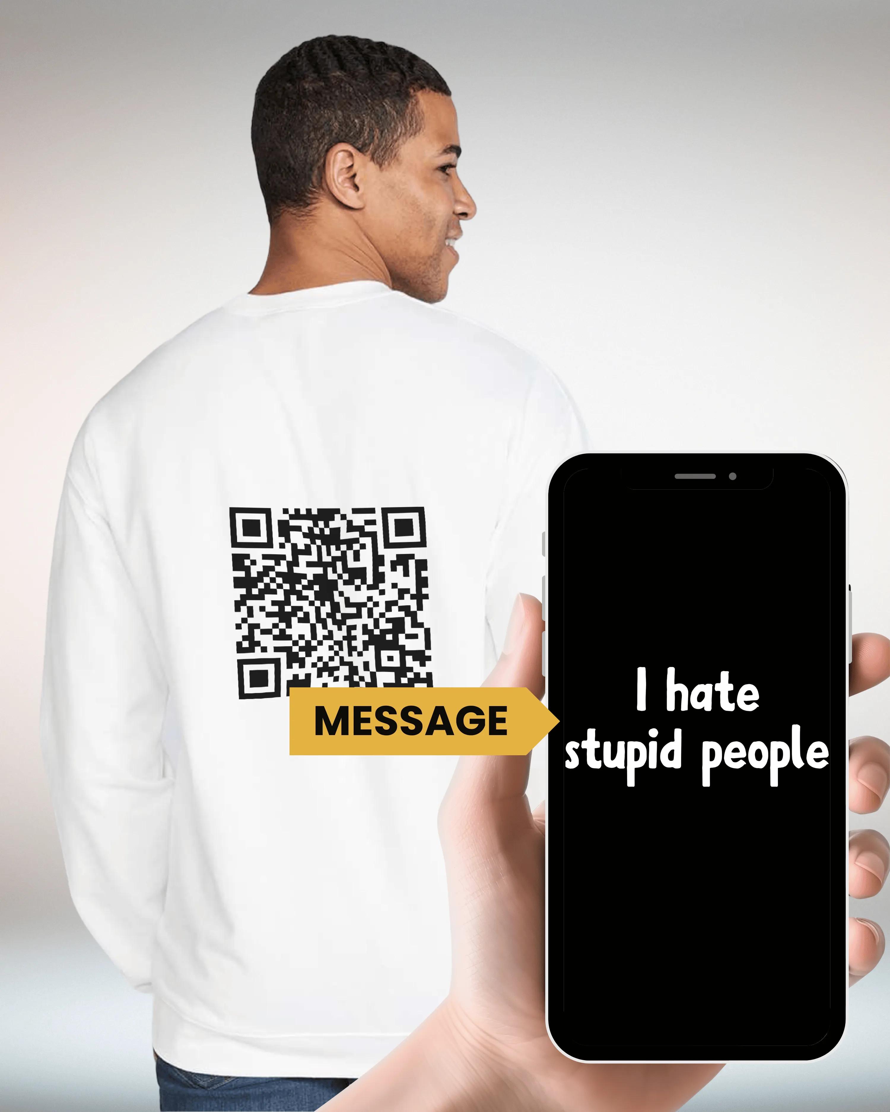 I hate stupid people Crewneck Sweatshirt QR Code