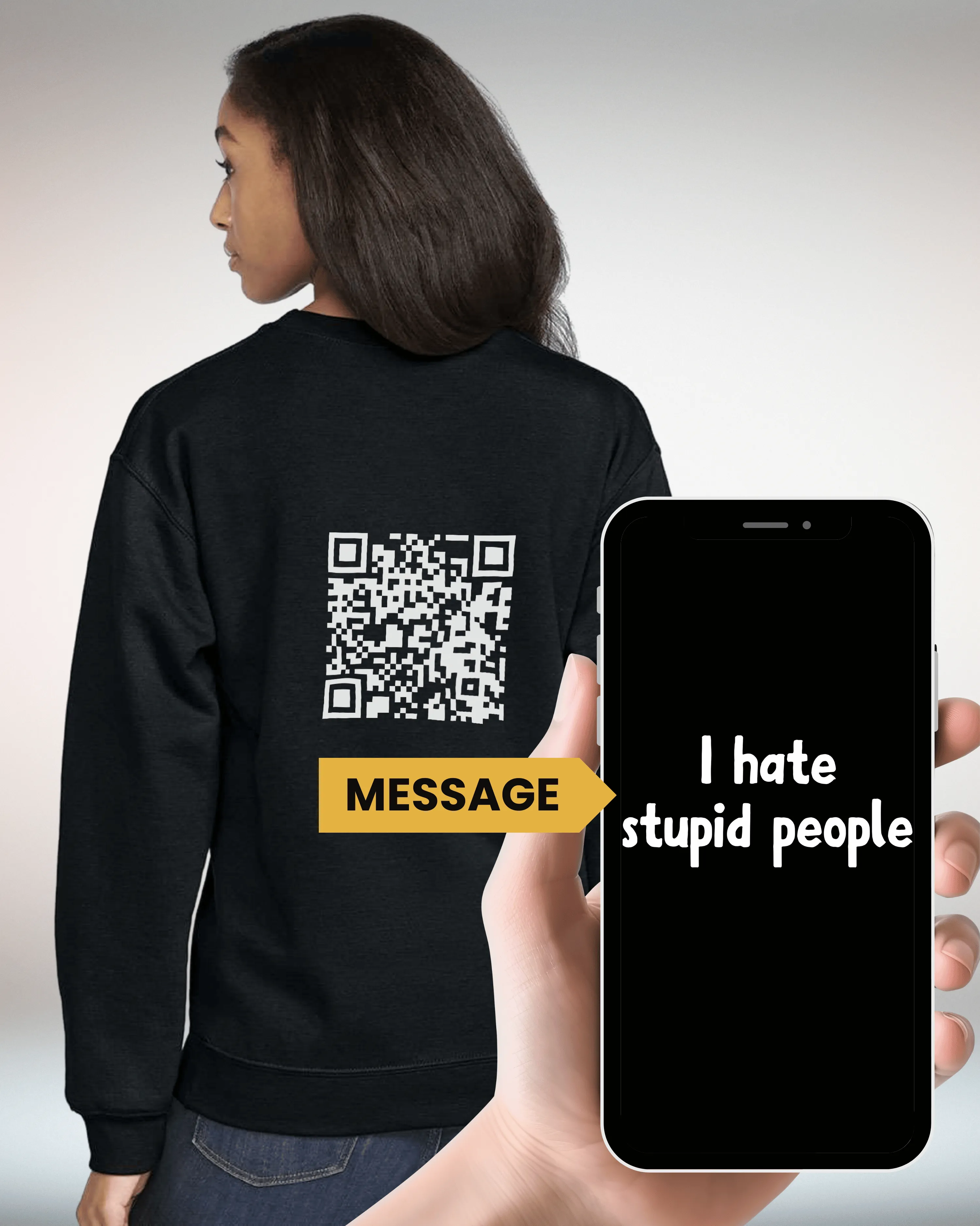 I hate stupid people Crewneck Sweatshirt QR Code
