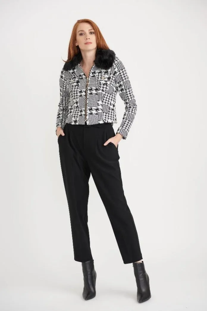Joseph Ribkoff Fur Collar Black & White Jacket Style 203529