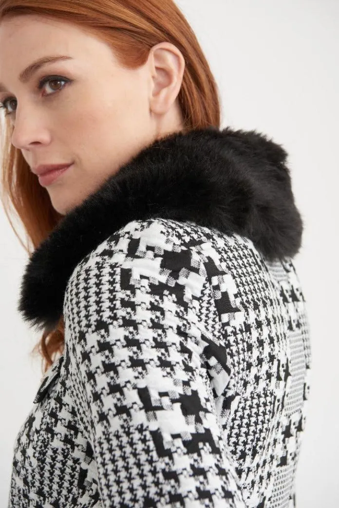 Joseph Ribkoff Fur Collar Black & White Jacket Style 203529