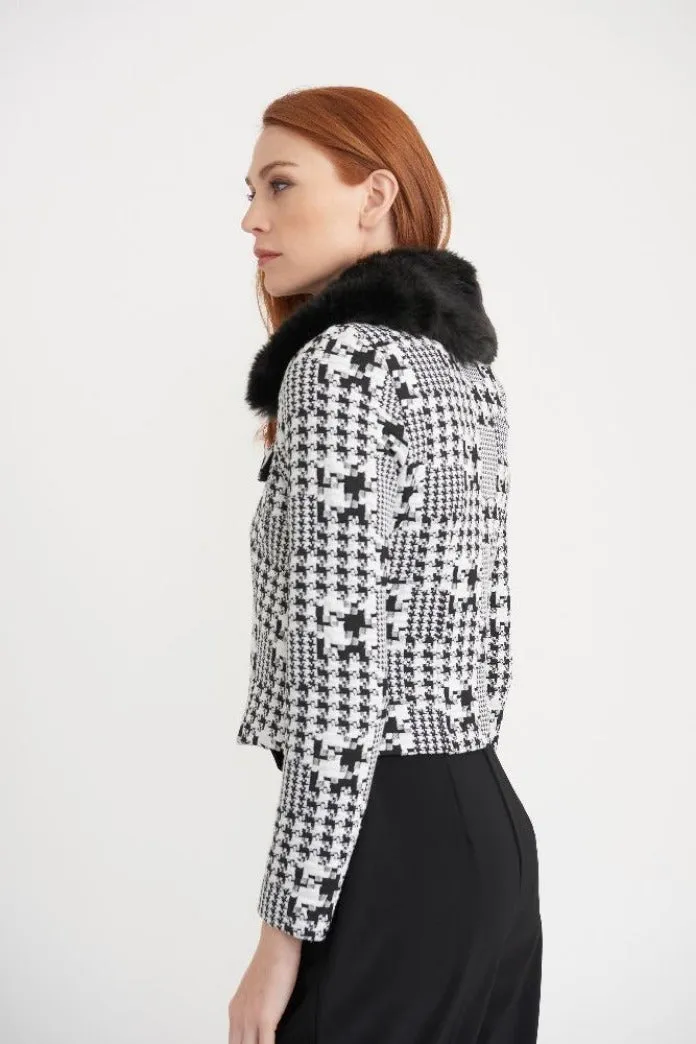 Joseph Ribkoff Fur Collar Black & White Jacket Style 203529