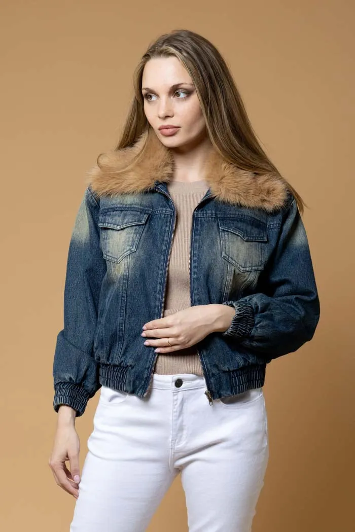 Kim Denim Jacket Fur Collar