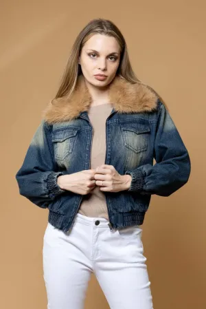 Kim Denim Jacket Fur Collar