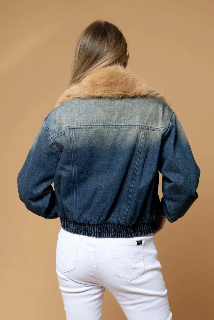 Kim Denim Jacket Fur Collar