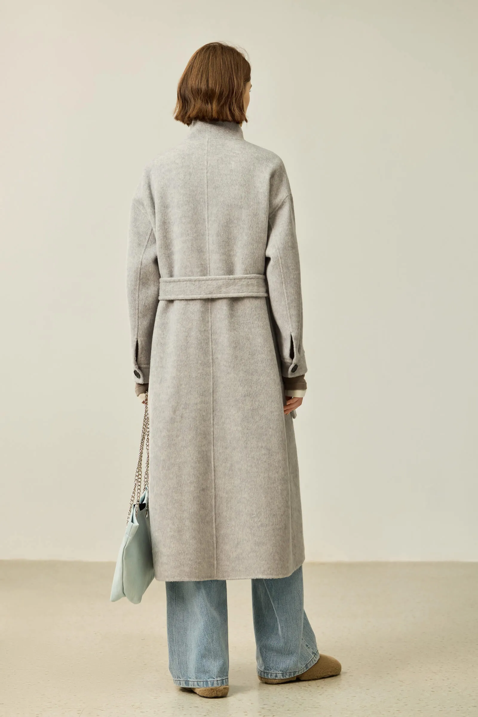 LILY Premium Lambswool Camel Double-Faced Coat