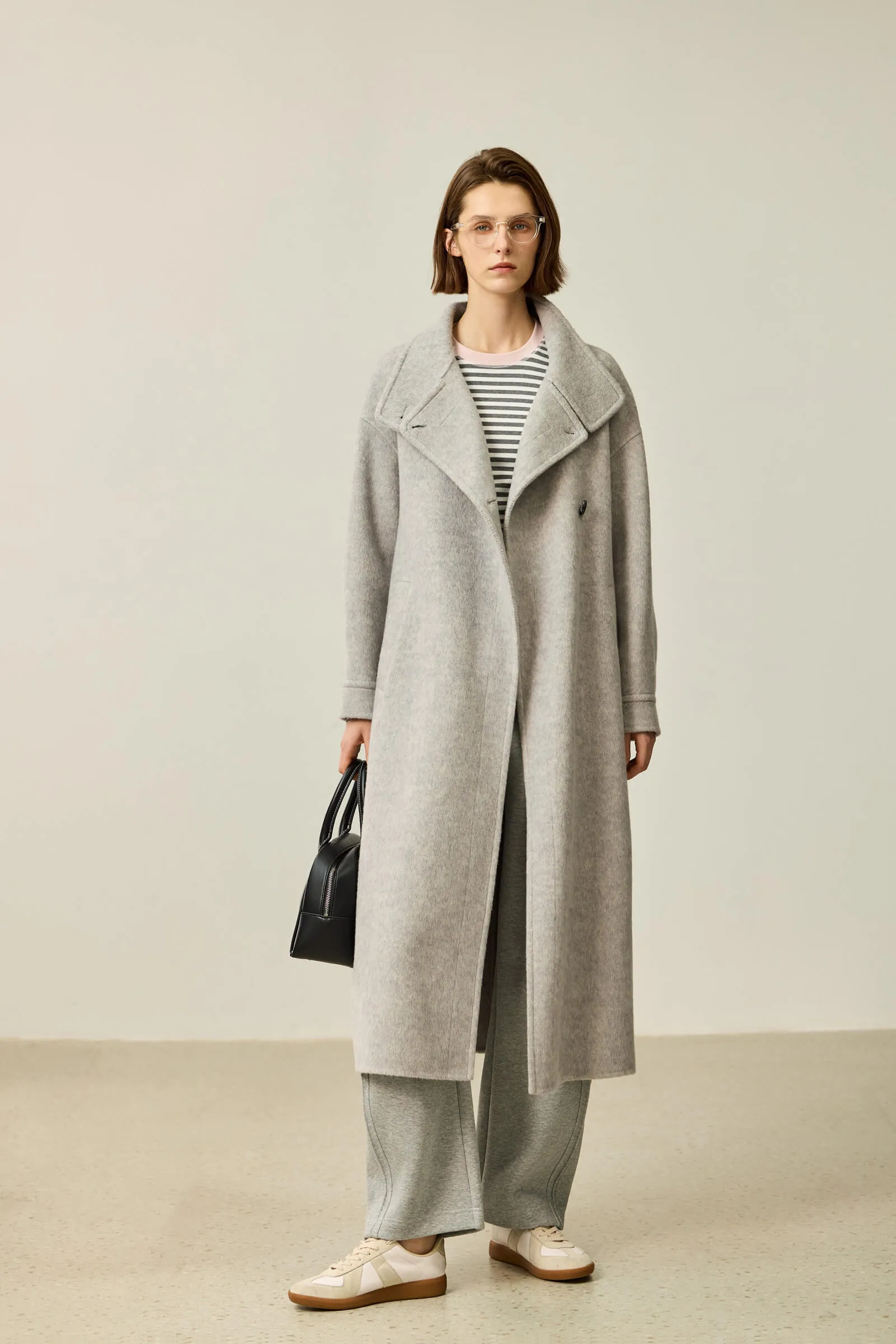 LILY Premium Lambswool Camel Double-Faced Coat