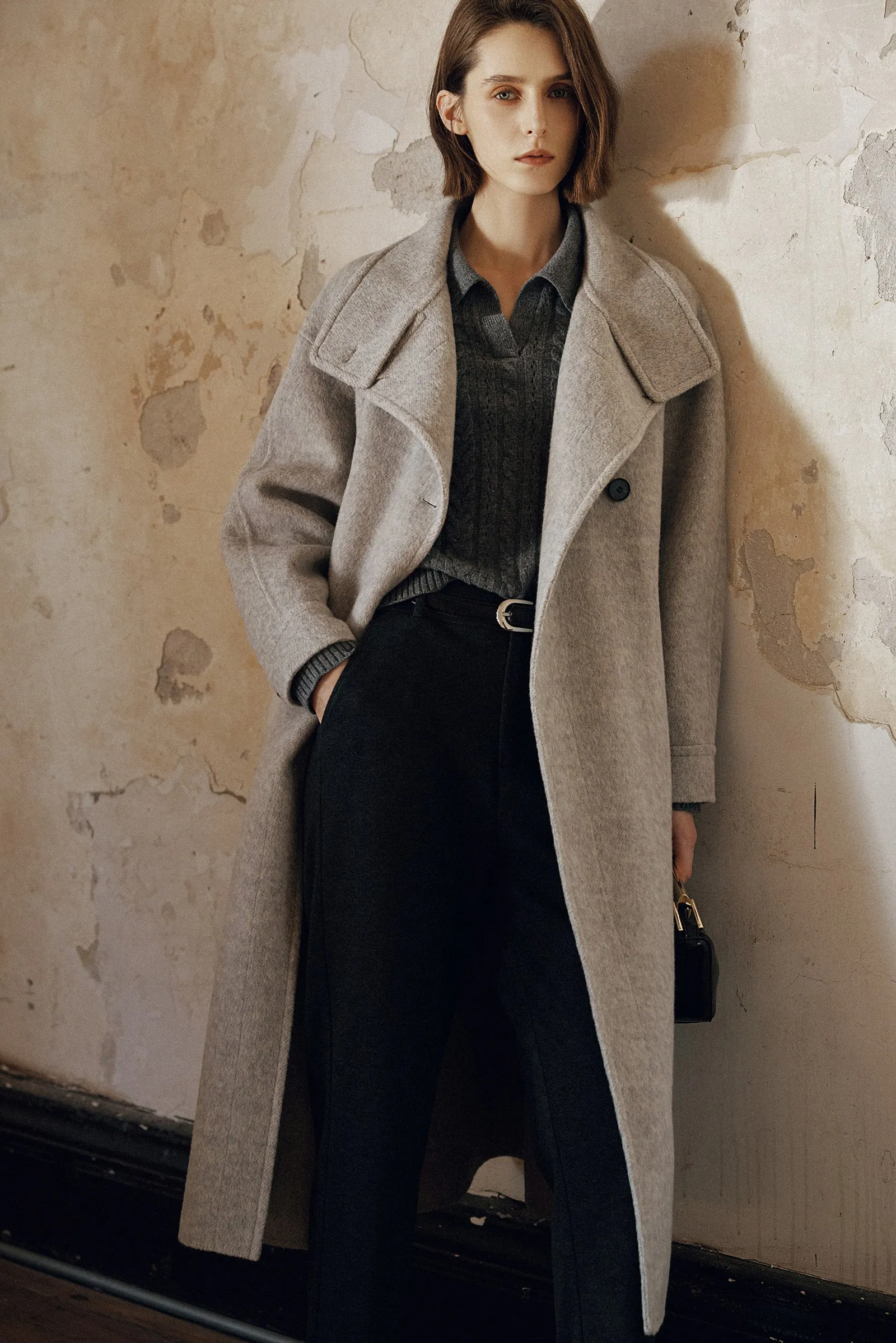 LILY Premium Lambswool Camel Double-Faced Coat
