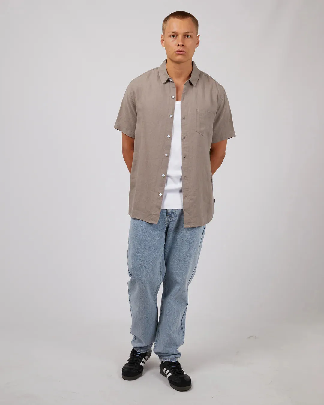 Linen SS Shirt - Mushroom