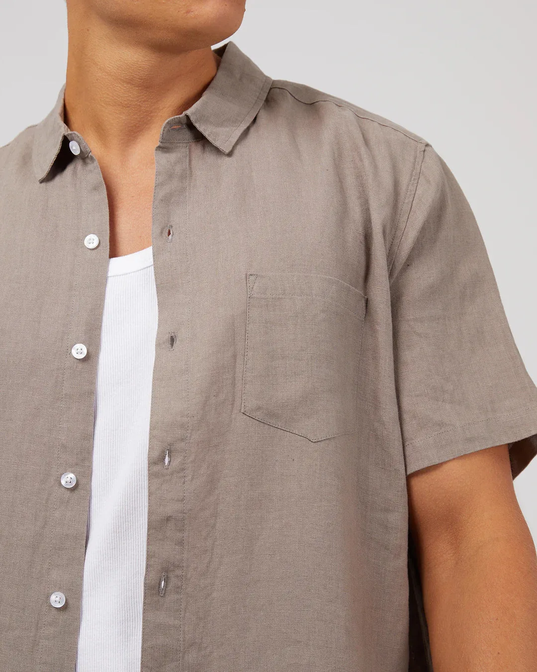 Linen SS Shirt - Mushroom