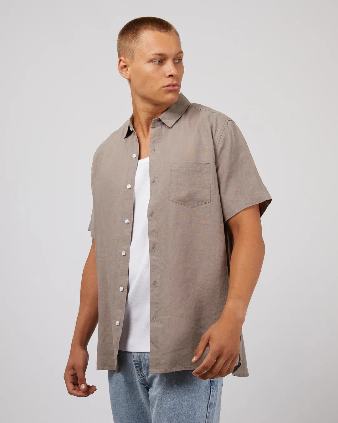 Linen SS Shirt - Mushroom