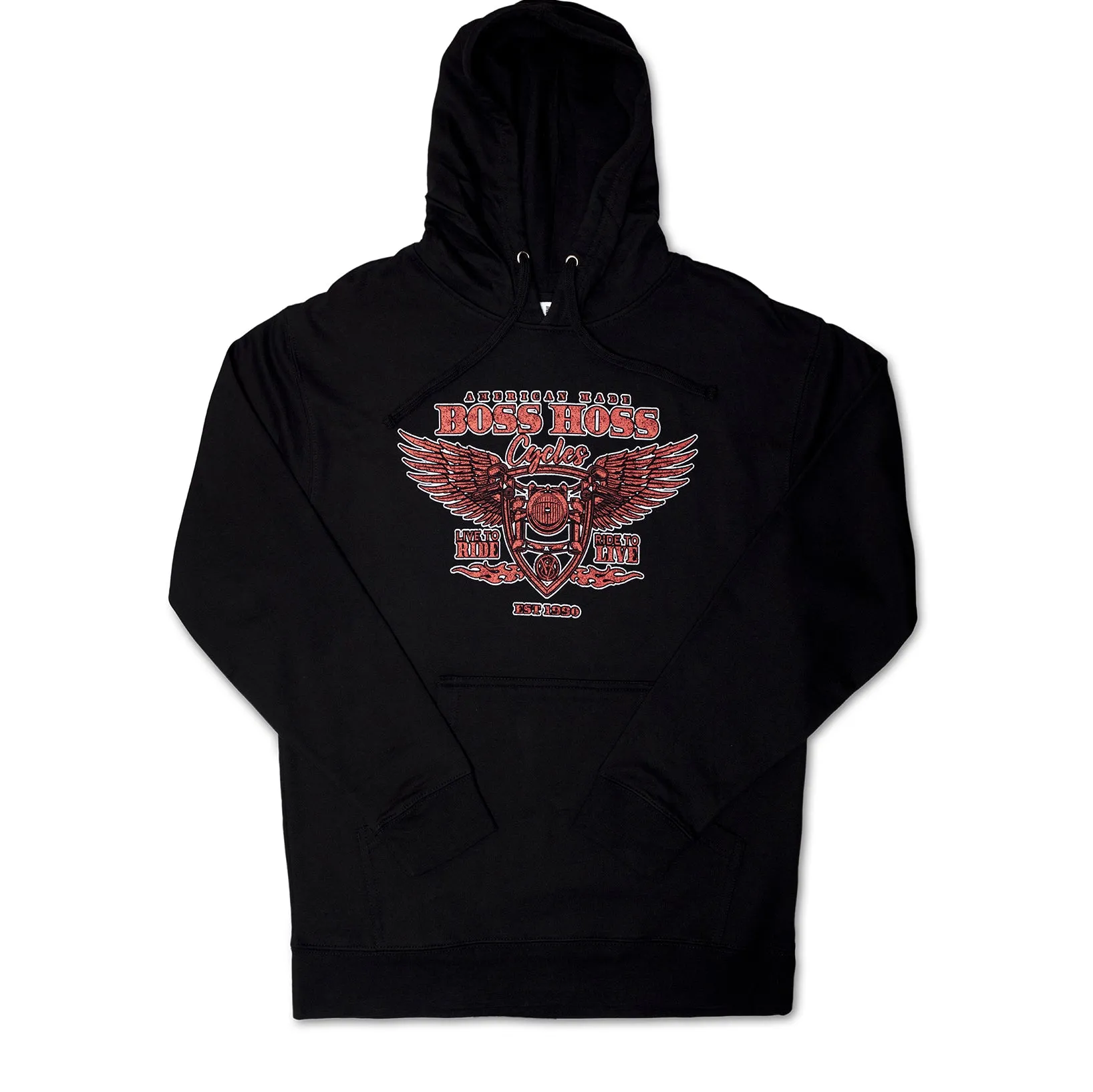 Live to Ride Red Print Fleece Hoodie