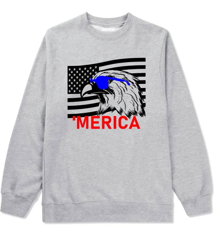 Merica Eagle Flag Funny Patriotic Mens Crewneck Sweatshirt