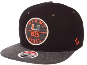 Miami Hurricanes Zephyr Admiral Flat Bill Black Snapback Adjustable Hat Cap