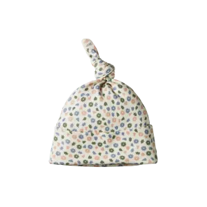 Nature Baby Cotton Knotted Beanie - Chamomile Blooms Print