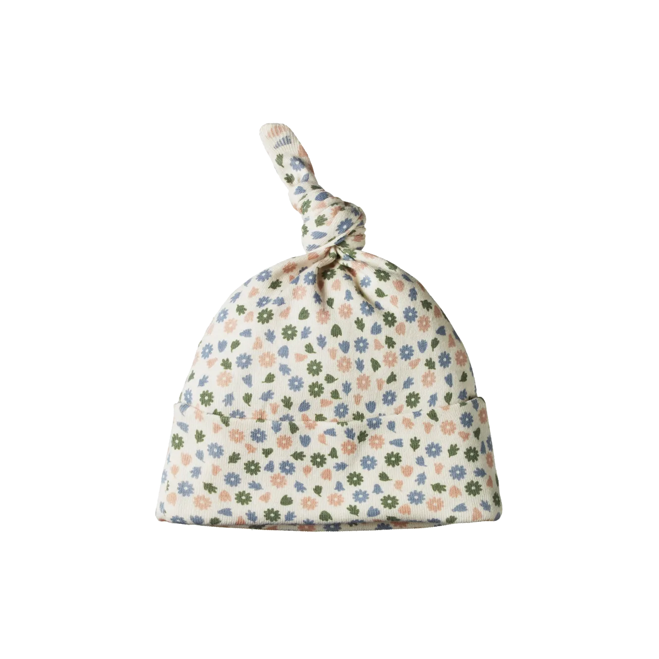 Nature Baby Cotton Knotted Beanie - Chamomile Blooms Print