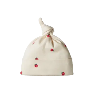 Nature Baby Cotton Knotted Beanie -  Raspberry Print