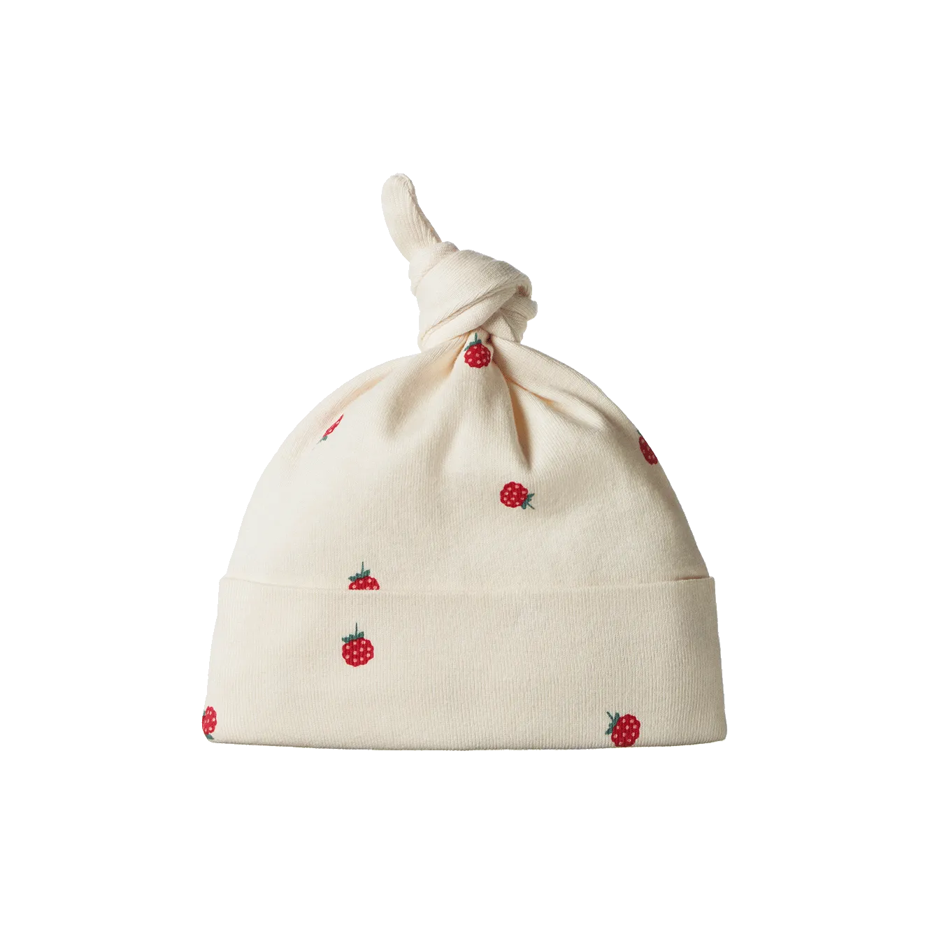 Nature Baby Cotton Knotted Beanie -  Raspberry Print