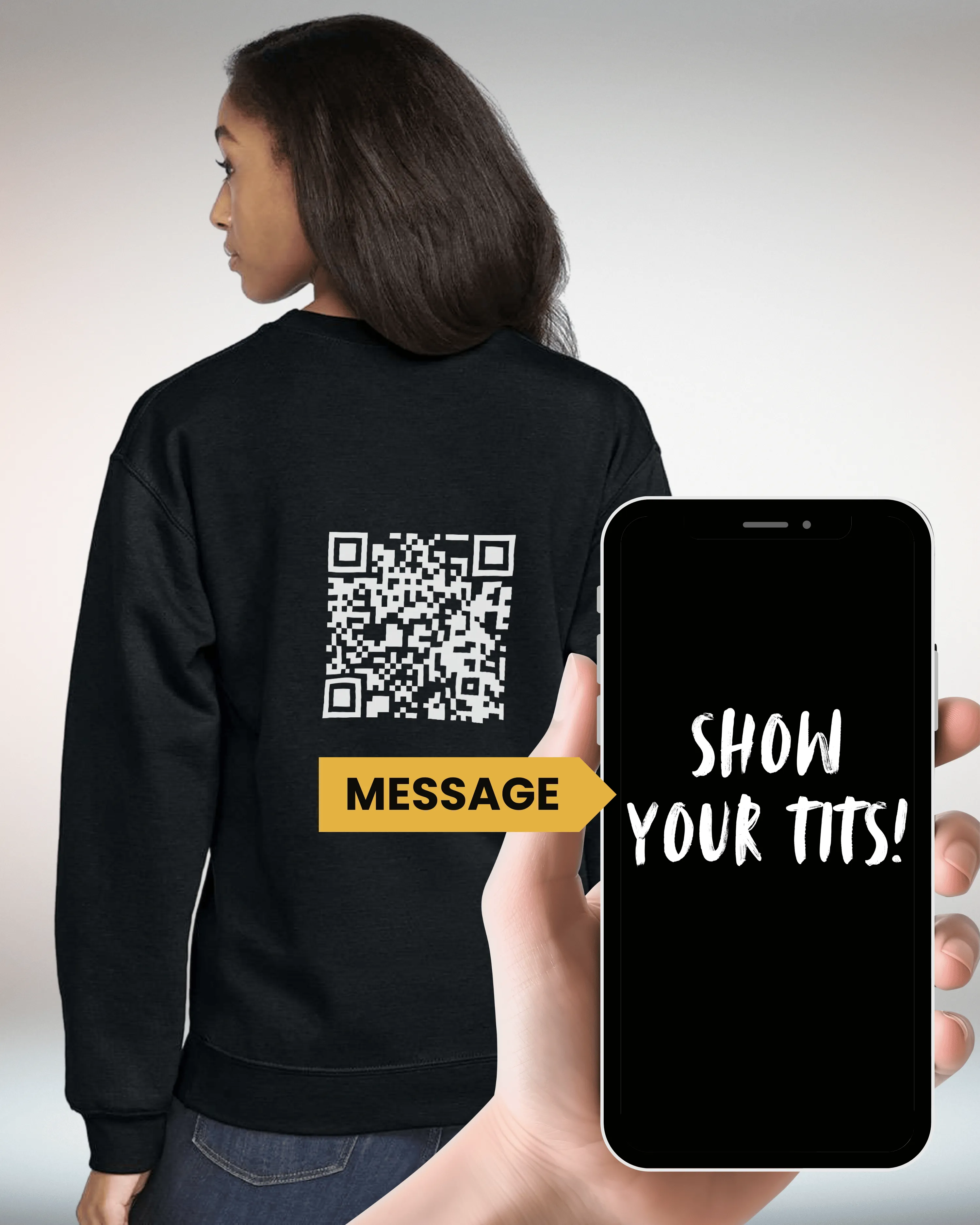 Show Your Tits Crewneck Sweatshirt QR Code