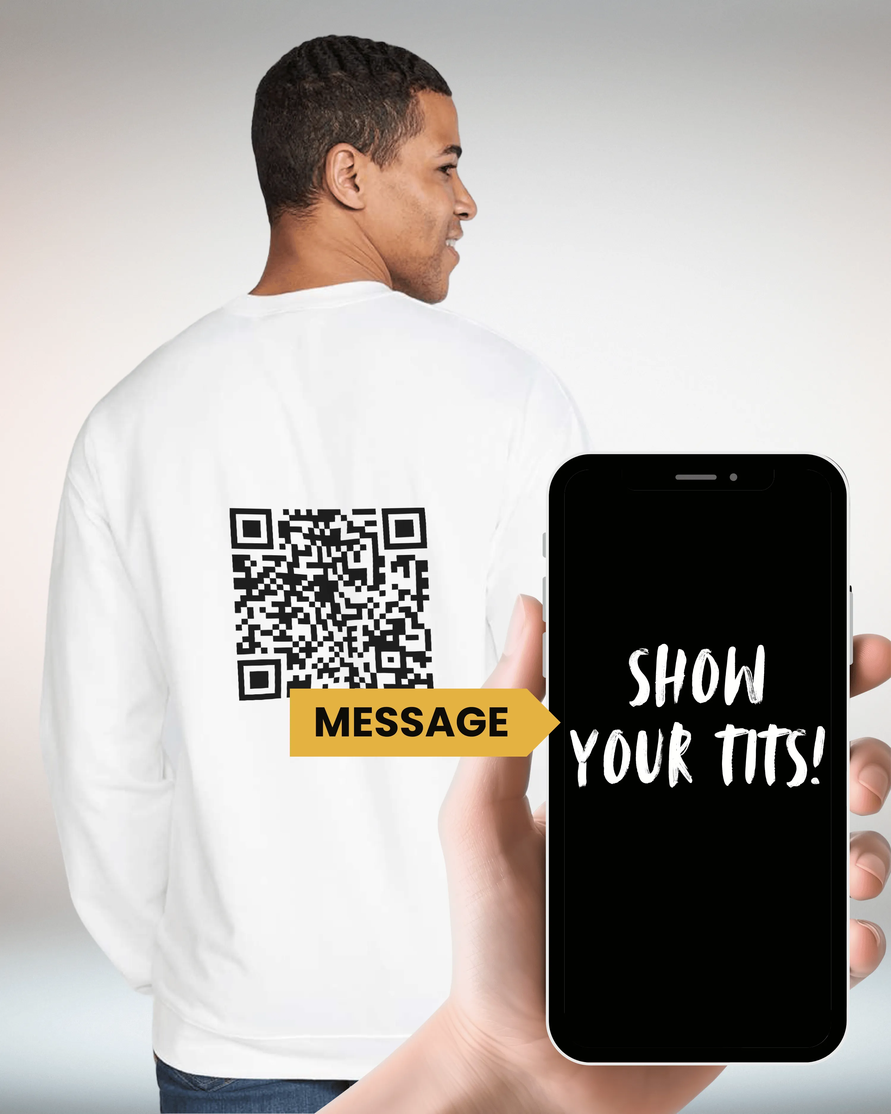 Show Your Tits Crewneck Sweatshirt QR Code