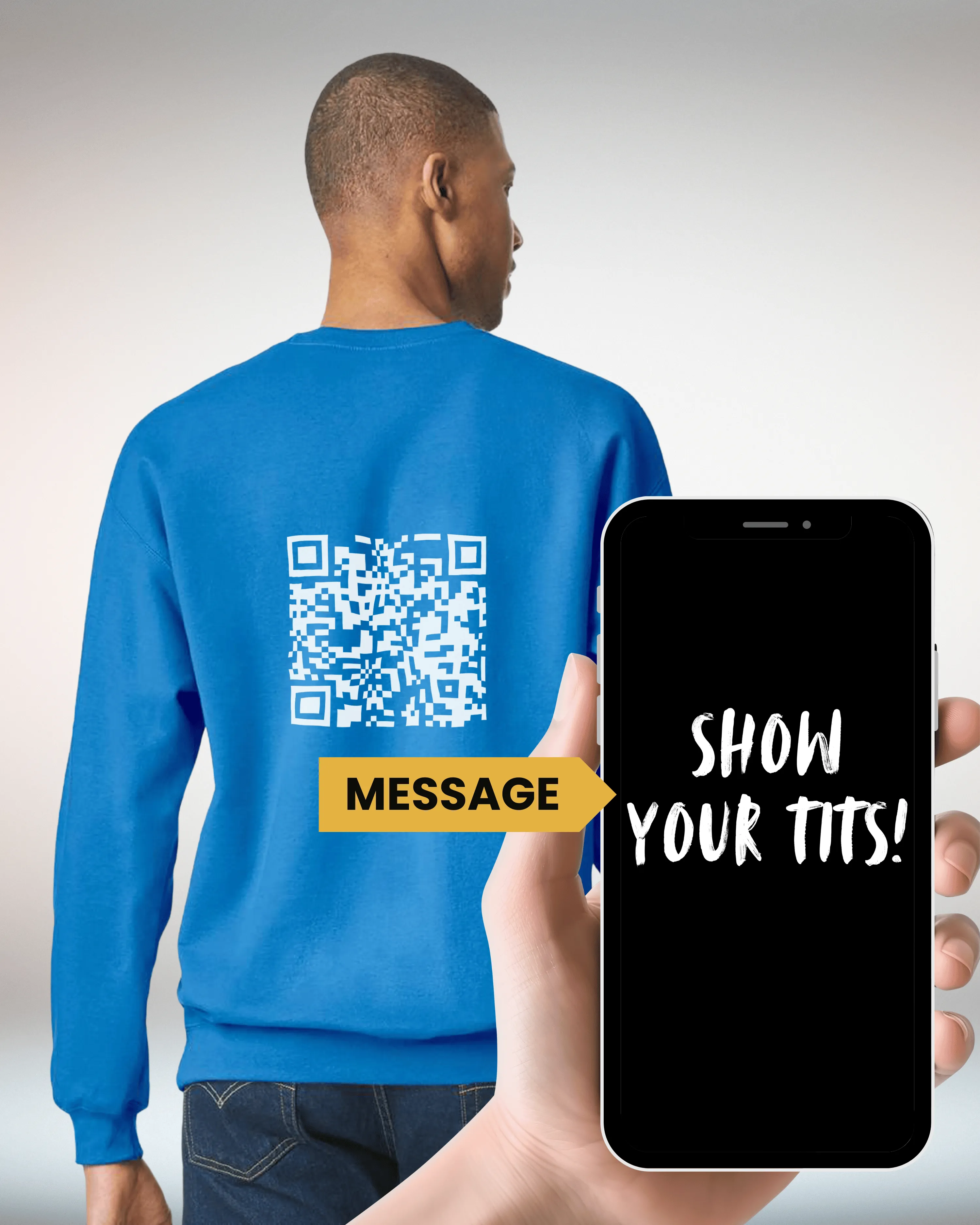 Show Your Tits Crewneck Sweatshirt QR Code