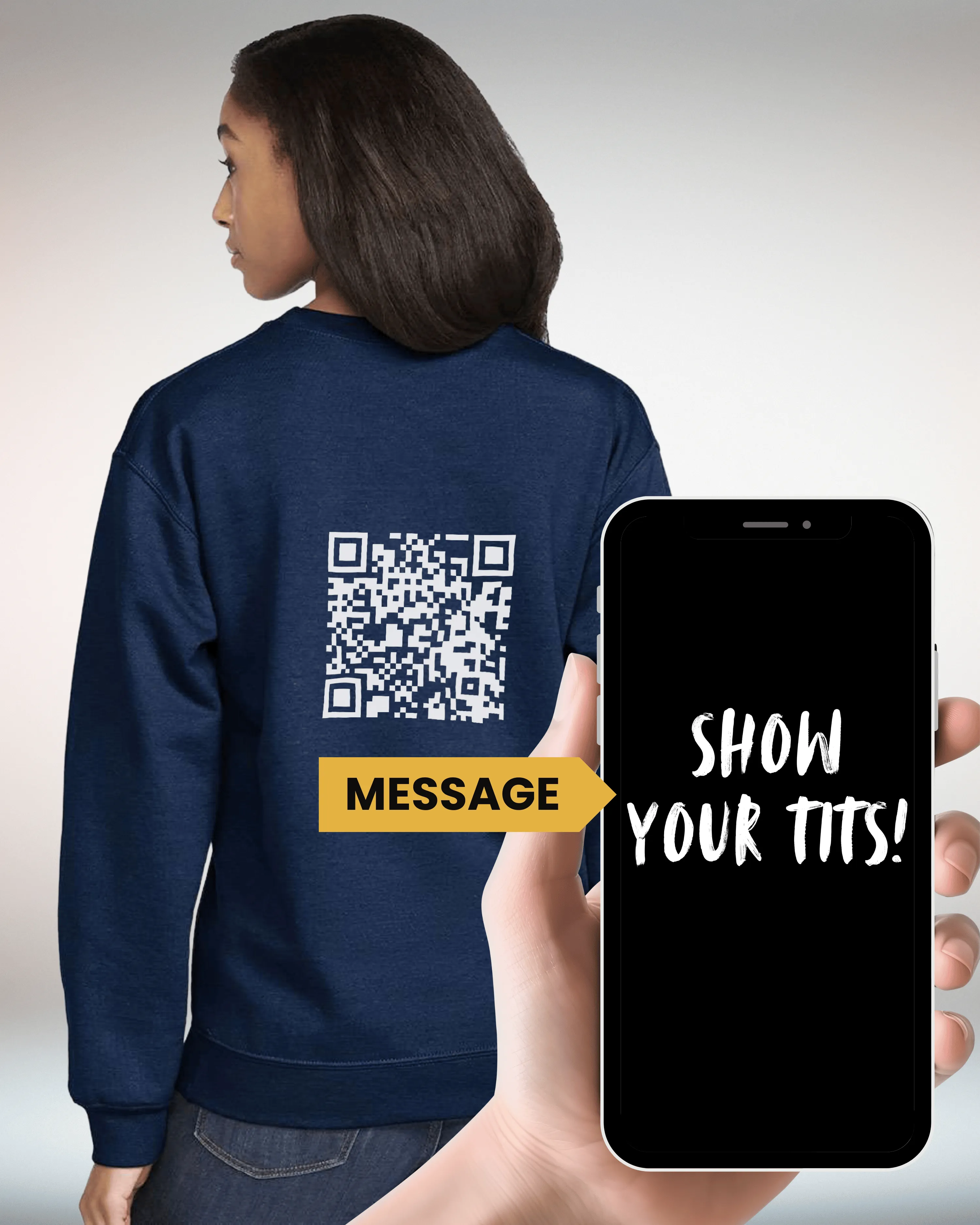 Show Your Tits Crewneck Sweatshirt QR Code