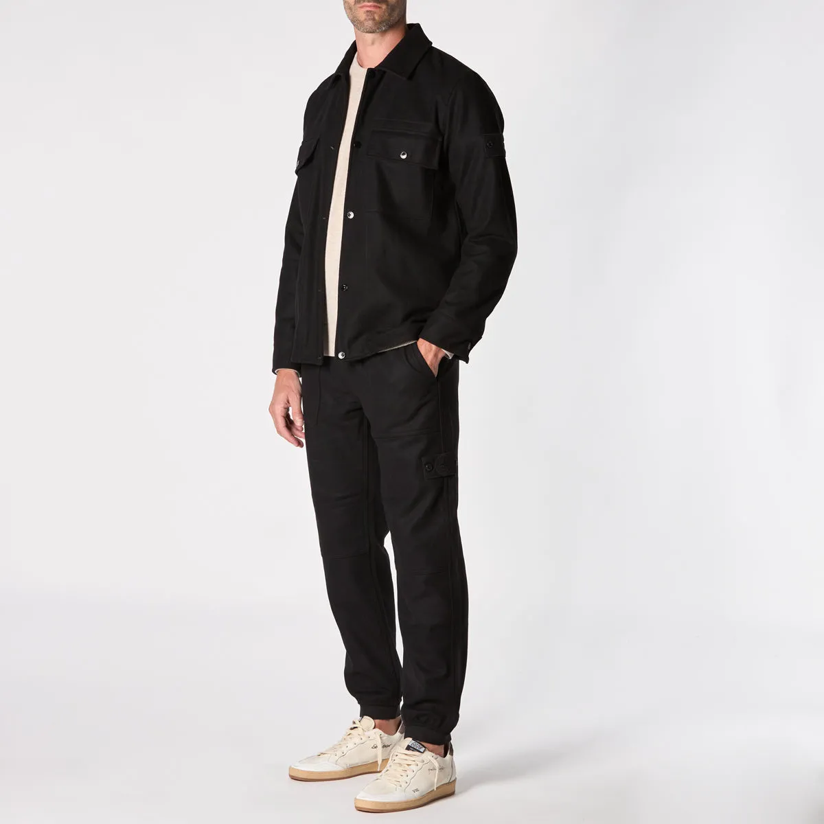 Stone Island Ghost Overshirt - Model 8115120F4, Elegant Black Color