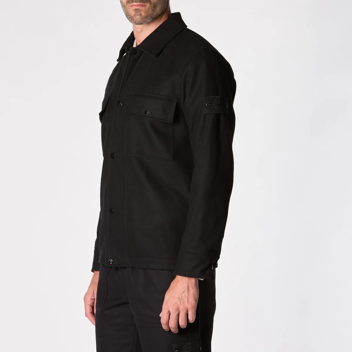 Stone Island Ghost Overshirt - Model 8115120F4, Elegant Black Color