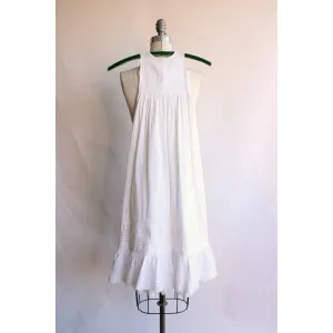 Vintage 1910s White Cotton and Lace Christening Baptism Baby Dress