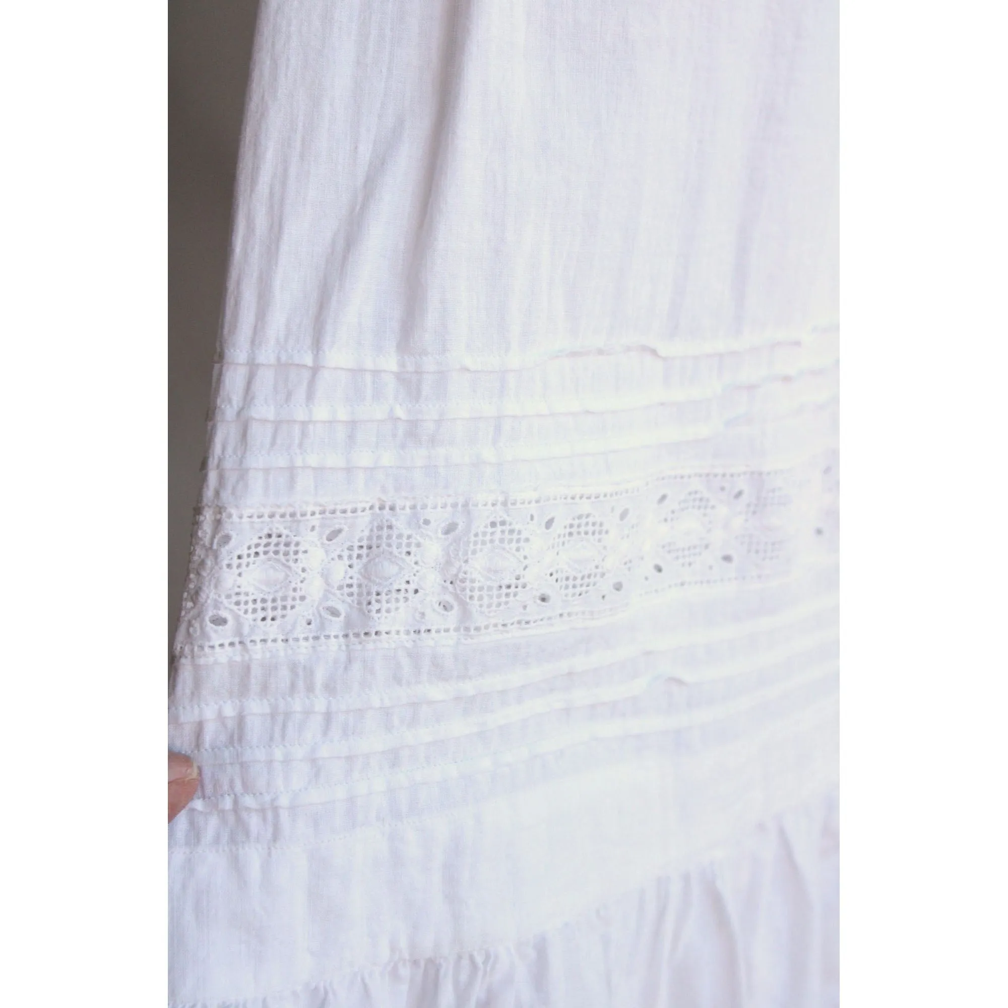 Vintage 1910s White Cotton and Lace Christening Baptism Baby Dress