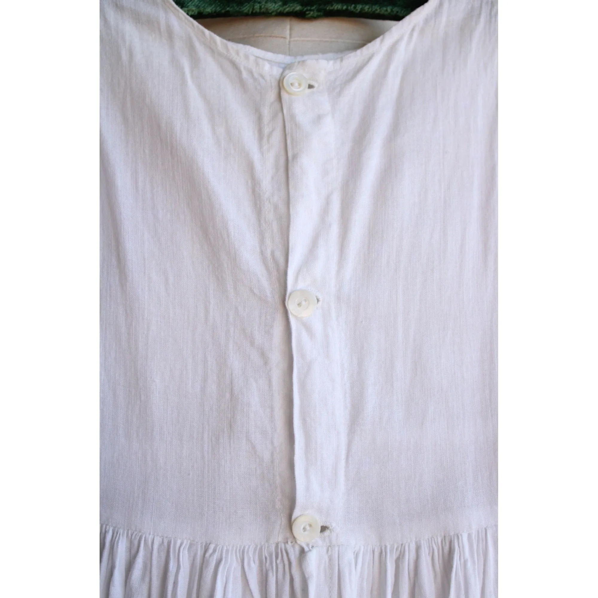Vintage 1910s White Cotton and Lace Christening Baptism Baby Dress